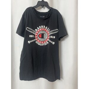 Boys black‎ Short Sleeve Champion Baseball T-shirt 10-12   D60